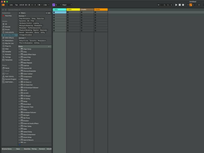 knobulism-resolution-3024x1964 image of a deafault Ableton Live set at a resolution so high it is hard to read.